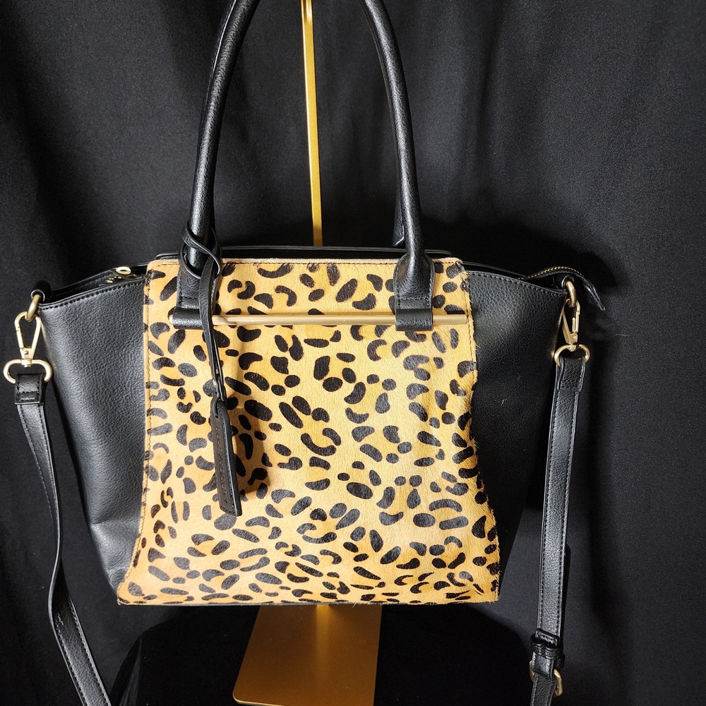 **SOLD** Sole Society Black and Leopard Tote